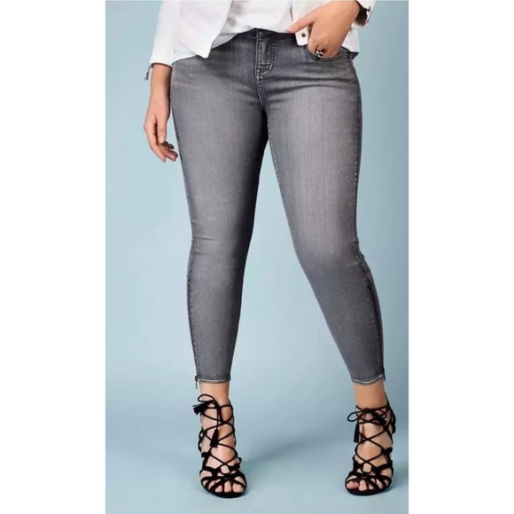 torrid Denim - Torrid Rebel For Torrid Skinny Fit Jeans Gray Zip Ankle Plus Size 16